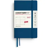 Leuchtturm Wochenkalender 2027 Pocket (A6) - Englisch, Indigo, Hardcover, 90