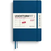 Leuchtturm Wochenkalender 2027 Medium (A5) - Englisch, Indigo, Hardcover, 14
