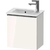 Duravit D-Neo Waschtischunterbau wandhängend, 410x440x274mm, eine Tür, Türanschlag Rechts, mit Griff Edelstahl gebürstet, DE4259R70220000, Farbe: Weiß Hochglanz Dekor