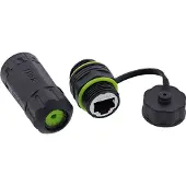 InLine 69927I, Kabelkupplung, Schwarz, Polyamid, Silikon, Cat6a, Staubsicher, Wasserdicht, Patchkabelkupplung, kurz, Cat.6A, IP68, 2x RJ45 Buchse, geschirmt