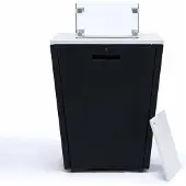 PureHaven Feuerschale Aluminiumrahmen gehärtetes Glas weiße Tischplatte Wetter- & Rostbeständigkeit inkl. Windschutz Glasperlen & Abdeckung