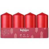 Bolsius 4 Stumpen-Kerzen 100x48 rot