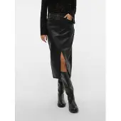 Vero Moda Lederimitatrock "VMVERI HR CALF PL SKIRT NOOS" Lederimitat, mit Stretch, high waist