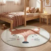 Little Olly Waschbarer Spielteppich Rund - Sammy Fox Orange Ø 80 cm