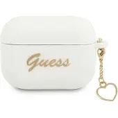 GUESS Guaplschsh Airpods Pro-Abdeckung Weiß/Weiß Silikon-Charm-Herz-Kollektion