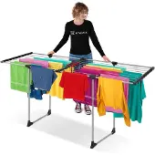 Kadax Wäscheständer "Eloie", großer Trockenleinenlänge, Grau, 110-196 cm