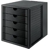HAN Schubladenbox SYSTEMBOX KARMA, 5 geschlossene Schubladen, DIN A4, leichtlaufend, B 274 x T 330 x H 320 mm, schwarz