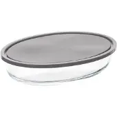 Secret De Gourmet Großer ovaler Lebensmittelbehälter aus Glas und Kunststoff OVAL GLASFORM 30 x 21 cm