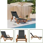 The Living Store Sonnenliege mit Kissen Grau Textilene und Massivholz Pappel