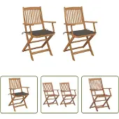 The Living Store Klappbare Gartenstühle 2 Stk. mit Kissen Massivholz Akazie