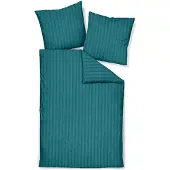 TRAUMSCHLAF Mako-Satin Bettwäsche Stripe 135x200 cm + 80x80 cm petrol