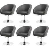 Mendler 6er-Set Esszimmerstuhl MCW-F19, Küchenstuhl Drehstuhl Loungesessel, drehbar höhenverstellbar Kunstleder grau
