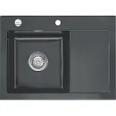 SYSTEMCERAM Flächenbündige Spüle MERA 70 F Schiefer mit Becken links u. Excenterbedienung