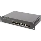 Digitus 10" Gigabit Ethernet Switch, 8-Port, Unmanaged, Unmanaged, Gigabit Ethernet (10/100/1000), Vollduplex, Rack-Einbau, 1U