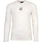 Armani Exchange für Herren. XM000364AF12308U0009 Weißes Langarm-T-Shirt (L), Lässig, Baumwolle