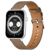 COLMI C28 Smartwatch – Silber + braunes Lederarmband