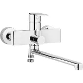 Deante Wall-mounted washbasin and bath mixer with extended spout - hose connection