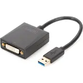Digitus USB 3.0 auf DVI Adapter, 1920 x 1080 Pixel, 1080p, Schwarz, Sichtverpackung, 45 mm, 17 mm