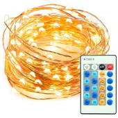 NCC-Licht LED Kupferdraht Lichterkette 20 Meter 200 LEDs IP65 wasserdicht dimmbar Set mit Netzteil und Fernbedienung