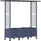 vidaXL Hochbeet mit Rankgitter und Dach Grau 162,5 x 40 x 142 cm PP