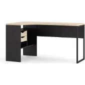 Ebuy24 Fula Schreibtisch matt schwarz und Eiche Struktur.