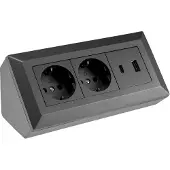 Chilitec 2-fach Steckdosenblock USB-A+C anthraz 250V/ 16A Aufbaumontage USB 3,1A PD