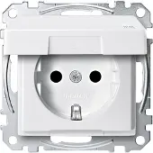 Merten SCHUKO-Steckdose mit Klappdeckel, IP44, BRS, Steckklemmen, polarweiß, System M, 1 Stk.