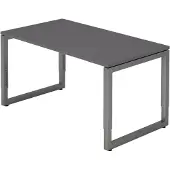 Bümö Schreibtisch Serie-R - Nachbildung: Graphit, Gestell: Graphit, Größe: 140 x 80 cm