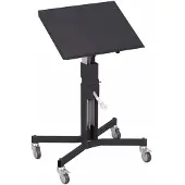 Variofit Materialständer höhenverstellbar mit Handkurbel, einseitig neigbar und Ladefläche 510x410mm RAL 7016 Anthrazitgrau