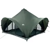 vidaXL Tipi Zelt mit Dach Armeegrün 6-Personen Polyester und Stahl