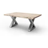 Robas Lund CARTAGENA Couchtisch 110 Edelst.-Optik gebürstet, Farbe:Akazie natur/X-Form