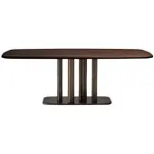 Natur24 Tisch Melvar 220 x 110 x 74 cm Stahl Walnussfurnier Eukalyptusholz Braun Silber