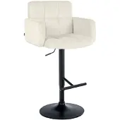 CLP Barhocker Los Angeles Samtbezug höhenverstellbar drehbar bis 150 kg | Farbe creme Gestell Farbe schwarz