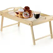 Kadax Betttisch "Solia", aus Kiefernholz, Serviertablett, Essenstablett, Laptoptisch, Farblos