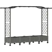 vidaXL Hochbeet mit Rankgitter und Dach Hellgrau 207 x 40 x 129 cm PP