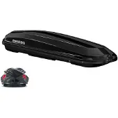 Menabo | Dachbox - Schwarz - 500 L - 209x79x36 cm - Tragfähigkeit 75 kg - Doppelseitige Öffnung - Schnellbefestigungssystem