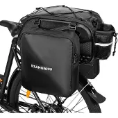 Lixada 3-in-1-Fahrradtraegertasche, wasserdichte Fahrrad-Ruecksitztasche mit 2 seitlichen Haengetaschen, Fahrrad-Gepaecktasche, Pannier-Umhaengetasche