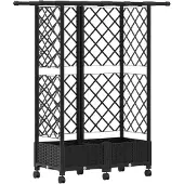 vidaXL Hochbeet mit Rankgitter und Dach Schwarz 124 x 40 x 127 cm PP