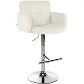 CLP Barhocker Los Angeles Samtbezug höhenverstellbar drehbar bis 150 kg | Farbe creme Gestell Farbe chrom