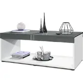 Vladon Couchtisch Pure, Germany, Wohnzimmertisch in Kastenform, Weiß matt/ Grau Hochglanz (104 x 40,5 x 58 cm)