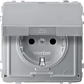 Merten SCHUKO-Steckdose BRS MEG2310-7260 m.Klappdeckel StK aluminium AQUADESIGN