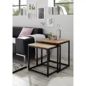 MCA Couchtisch Set Sakura | 2 teilig | Asteiche massiv | mit Metallrahmen | 50/45 | Eiche