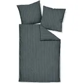 TRAUMSCHLAF Mako-Satin Bettwäsche Stripe 2x Kissenbezug 40x40 cm anthrazit