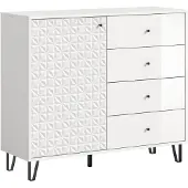 Xonox .home Prisma Highboard (B/H/T: 110x96x40 cm) weiß Melam und weiß Hochglanz
