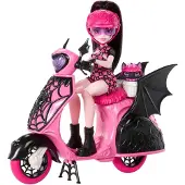 Monster High Vamptastic Motorroller Set aus Draculaura-Puppe und Fahrzeug mit Count Fabulous Haustier, Modepuppe, Weiblich, 4 Jahr(e), Mädchen, 213 mm, 446,5 g