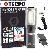TECPO LED Akku Handlampe 1000 Lumen IP54+ USB Ladegerät