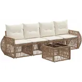 vidaXL Gartensofa-set 5 pcs Beige und Cremeweiß Poly-Rattan
