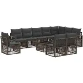 vidaXL Gartensofa-set 11 pcs Grau Poly-Rattan