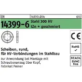 Peiner Scheibe EN 14399-6 rund 24 (25x44x4) 300 HV feuerverz. geschmiert 20 Stk