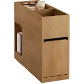 SoBuy Beistelltisch schmal mit abnehmbarem Tablett & Schublade, 25cm breit Couchtisch Sofatisch Nachttisch für Wohnzimmer Schlafzimmer, Natur FBT158-N